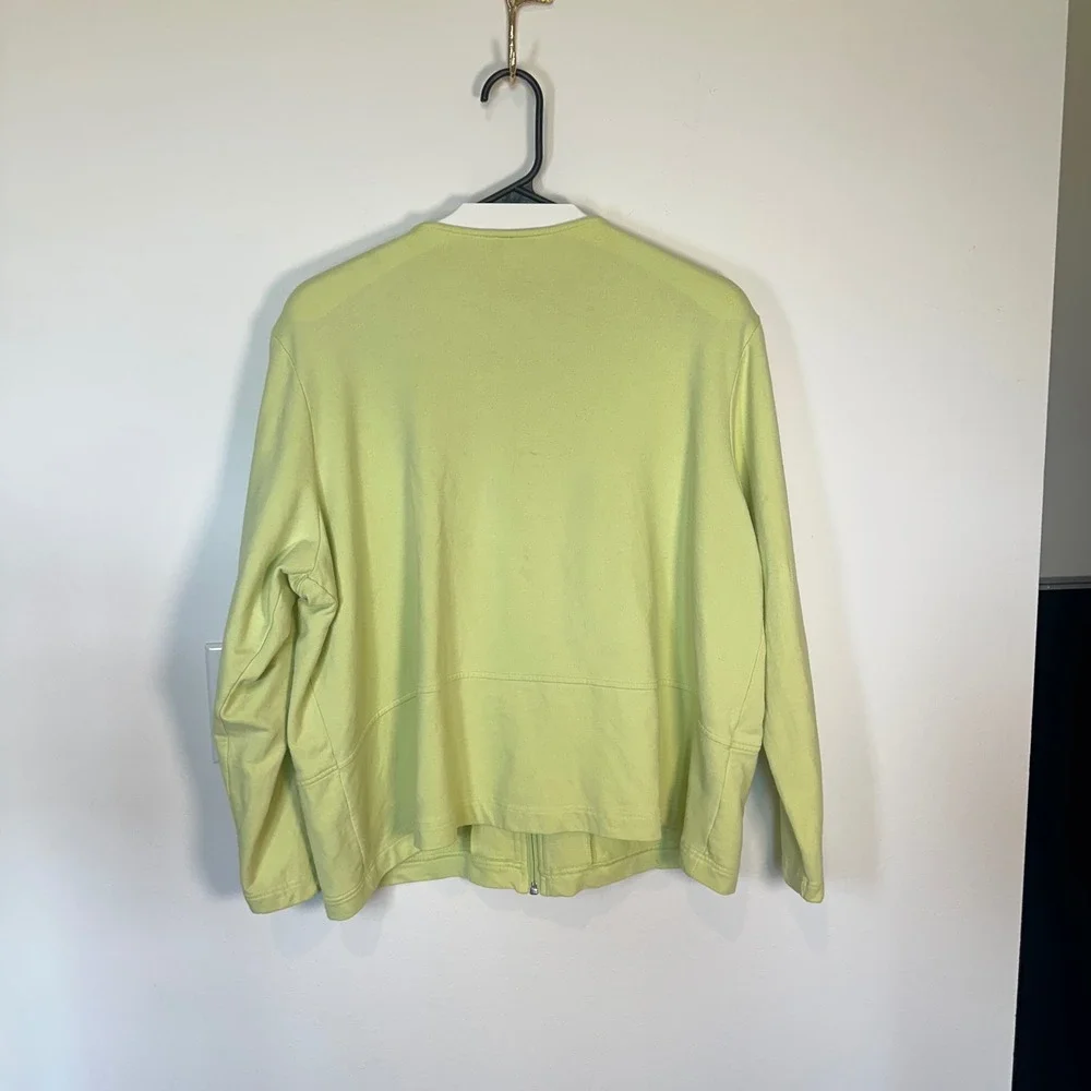 Talbots Women's co-ord Set P1X Lime Green Zip Jacket Capri Tracksuit Relaxed Fit